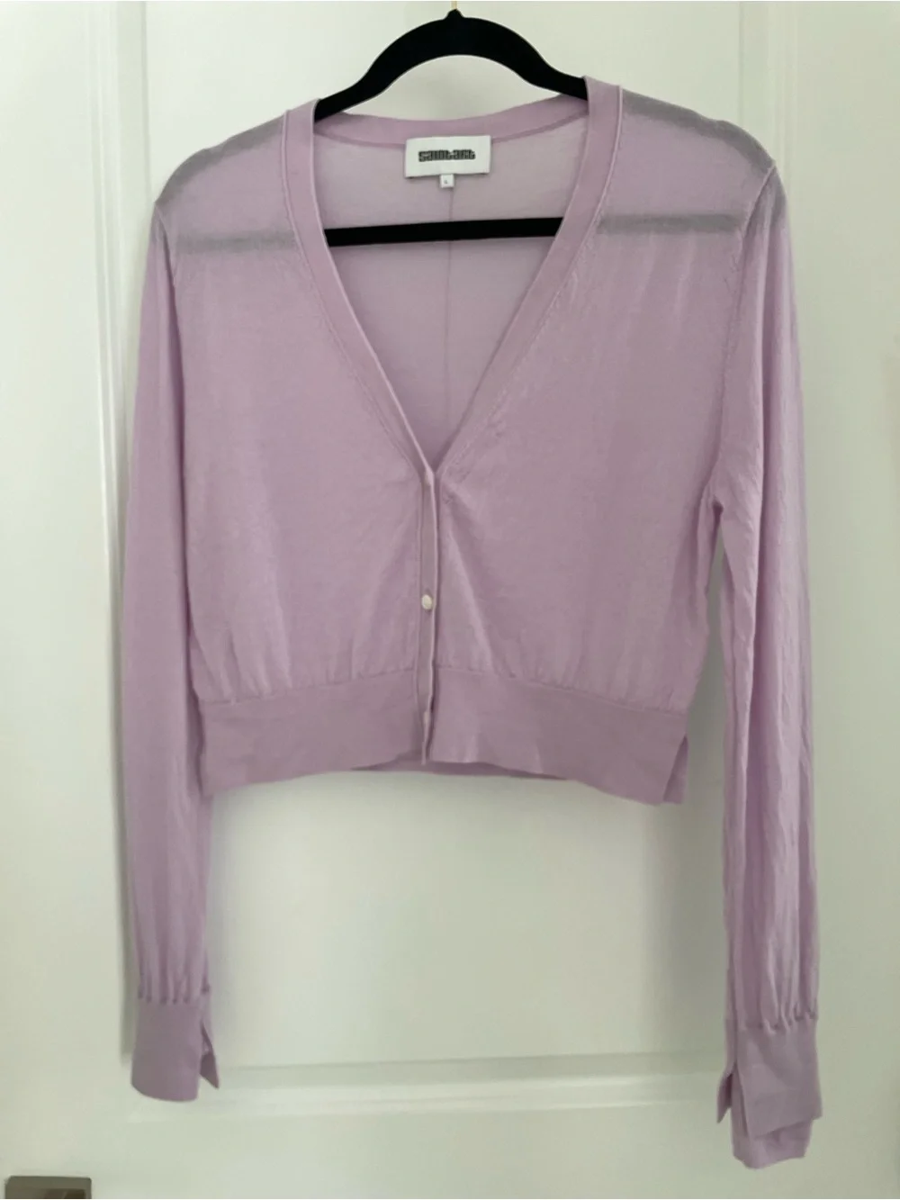 Saint Art Nixon Cropped Cardigan Merino Wool Womens Size Large Lilac.   21